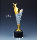 New High-Grade Gold-Plated Silverware Crystal Customization Pentagram Annual Awards Outstanding Employees Crystal Trophy
