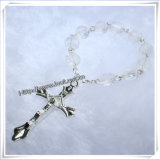 Transparent Glass Beads Finger Rosary with Cross (IO-CE005)