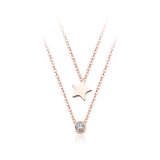Hip Hop Jewelry 316L Stainless Steel Gold Plated Necklace with Crystal for Women