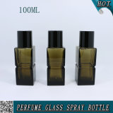 100ml Rectangle Cosmetic Glass Perfume Spray Bottle with Black Cap