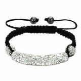 Women's Woven Bracelet with Magnetic White Crystal