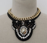 Ladies Bead Crystal Fashion Charm Chunky Costume Choker Necklace (JE0016)