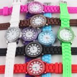 Plastic Case and Strap Japan Movement Waterproof Contracted Crystal Watches