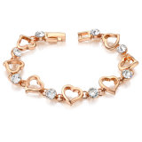 18K Hot Sale Gold Plated Rhinestone Crystal Heart Bangle Bracelet