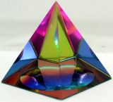 Rainbow Colors Pyramid Crystal Glass Paperweight for Decoration
