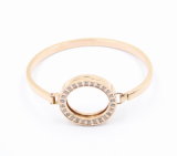 Latest Design Fashion Oval Rose Gold Stainless Steel Bangle with Magnet Locket on Top