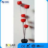 Five Red Plastic Flowers Solar LED Lamping