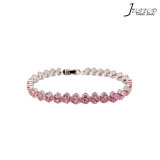 Women White Gold Tennis Bracelet with Pink Cubic Zirconia Stones