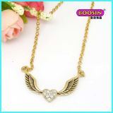 Custom Made Wholesale Fashion Alloy Wing Pendant Gold Necklace