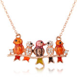 Newest Enamel and Resin Bird Shaped Rose Gold Jewelry Necklace