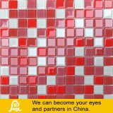 White and Red Swimming Pool Crystal Glass Mosaic Tile 4mm