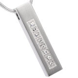 Crystals Inlay Bar Shaped 316L Stainless Steel Cremation Pendant Cheap Price