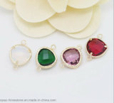 Wholesale Gold Rim Glass Stone Charms Pendant Jewelry Finding Set Glass Stones (Heart/13*17.5mm)