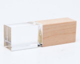 New Arrival OEM Gift Wooden Crystal USB Flash Drive with LED Light