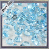 Blue Round Checked Face Diamond Natural Topaz for Jewelry