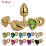 Medium Size Golden Heart Shaped Crystal Jewelry Anal Sex Toys