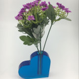 Desktop Blue Heart Shape Acrylic Vase