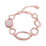 Newest Design 18k Eco-Fridendly Rose Gold Crystal Geometric Shape Charm Bracelet Jewelry