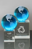 Blue Frosted Crystal Globe Award (#3437, #3443)