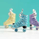 2016 New Arrival Metal Colorful Crystal Roller Skate Necklace Charm