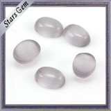 Special Gray Color Oval Cabochon Shape Cat's Eye Crystal Glass