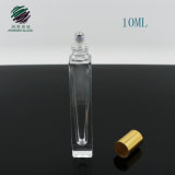 Square Clear Cosmetic Roll on Glass Bottle with Metal Roller Ball 10ml
