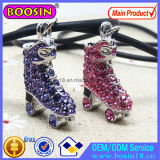 Silver Crystal Roller Skate Pendant Necklace Jewelry #B312