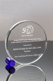 Crystal Circle with Blue Crystal Stand for Recognition Awards