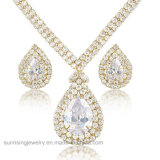 Fashion Gold Plated Earring and Necklace Crystal Wedding Jewelry Set