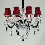 Fashion Crystal Light for Home with Purple Fabric Shades