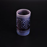 Colored Glass Candle Holder with Embossed Pattern