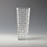 Hand Made Square Glass Vase with Woven Pattern
