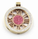 New Design 316L Stainless Steel Locket with White Crystal & Coin