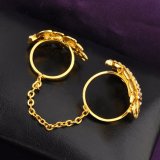 New Design Fashion Crystal CZ Gold Two Finger Ring