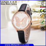 Leather Strap Alloy Steel Case Quartz Wristwatch Watch for Women (WY-130B)