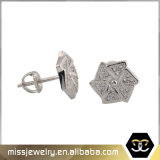 Screw Back 925 Sterling Silver Cubic Zirconia Gold Stud Earrings Mjce018