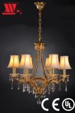 New Crystal Chandelier with Fabric Lampshades