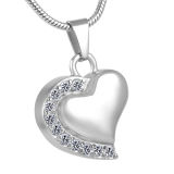 Crystal Inlay Custom Made Heart Cremation Pendant Memorial Urn Necklace