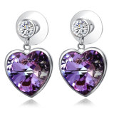 Rhodium Plated Heart Design Crystal Women Earring