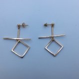 Sterling Silver Square Drop Earring