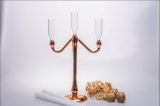 Golden Color Glass Candle Holder for Wedding Decoration with Three Poster