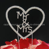 Mr & Mrs Love Heart Crystal Single Heart Wedding Decoration Cake Topper