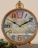 Vintage Decorative Antique Orange Metal Table Top Clock