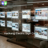 Window Hanging Crystal Picture Frame Landscape LED Light Box for Real Estate Agent Advertising Sign Holder