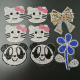 Hello Kitty Panda Flower Iron on Crystal Beads Motif Heat Transfer Rhinestones Sheet