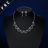 Fashion Imitation Jewellery Petal Crystal Necklace Earring Wedding Jewelry Set