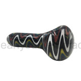 Handcraft Spiral Stripe Glass Smoking Pipe for Tobacco (ES-HP-480)