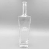Square Flint 750ml Vodka Glass Decanter, Whiskey Bottle Cork Top