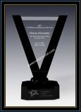 10.5 Inch Tall Crystal Victory Award Plaques with Black Crystal Base (NU-CW728)