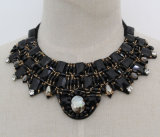 Lady Black Square Crystal Chunky Choker Fashion Necklace (JE0161)